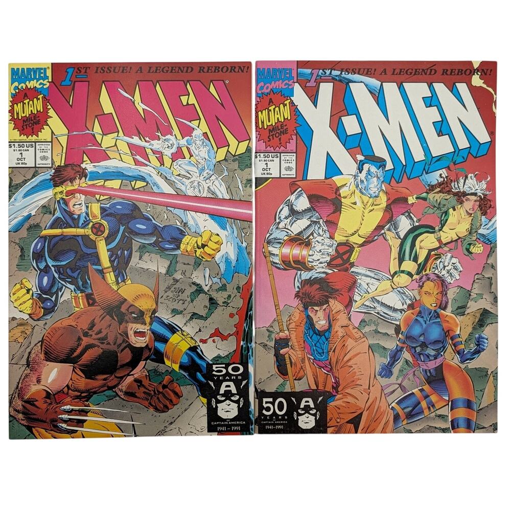 X-Men 1 Cover A B Lot 2 Marvel Comics 1991 Jim Lee Wolverine Cyclops Beast VF NM